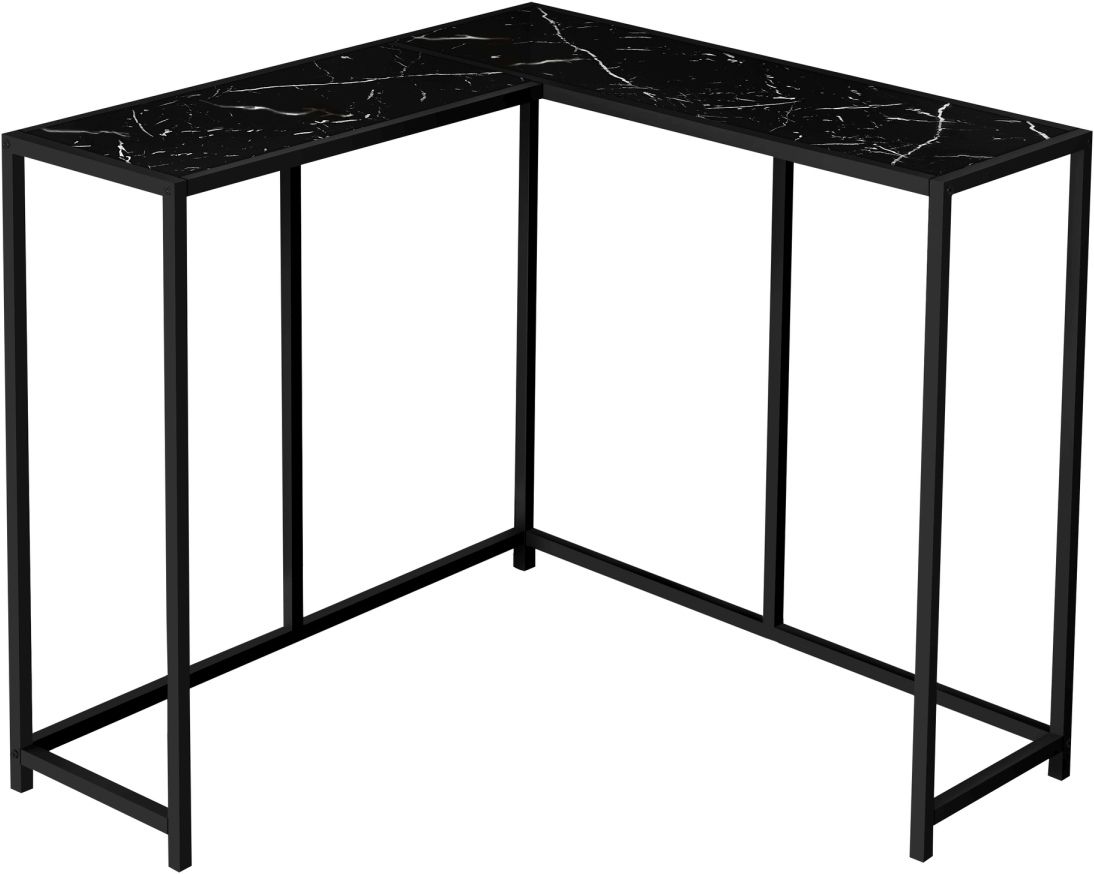 Monarch Specialties Inc. 36" Black Corner Console with Black Metal Base