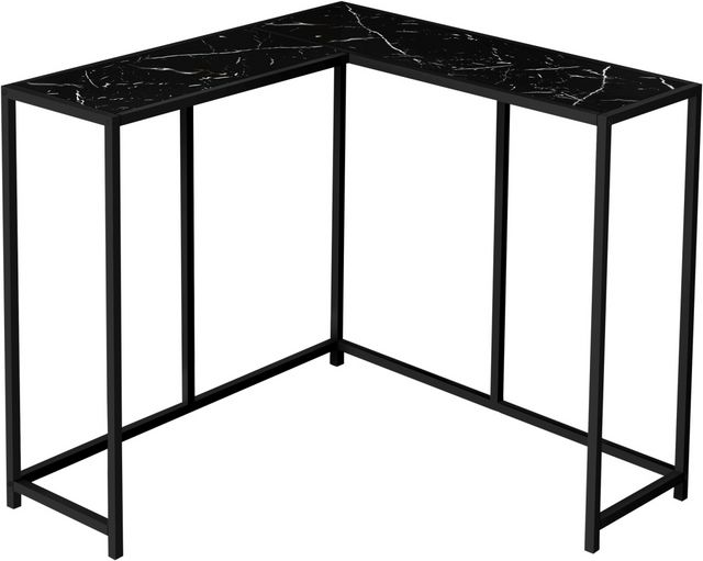 Monarch Specialties Inc. 36" Black Corner Console with Black Metal Base
