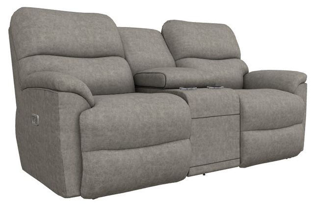 La-Z-Boy® Trouper Charcoal Power Reclining Loveseat with Console and Headrest-0