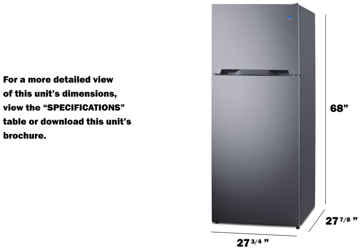 Summit® 28 in. 14.3 Cu. Ft. Stainless Steel Counter Depth Top