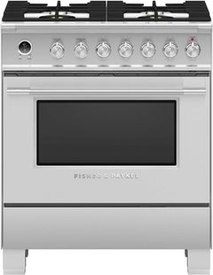 Fisher & Paykel 30" Brushed Stainless Steel Freestanding Dual Fuel Natural Gas Range