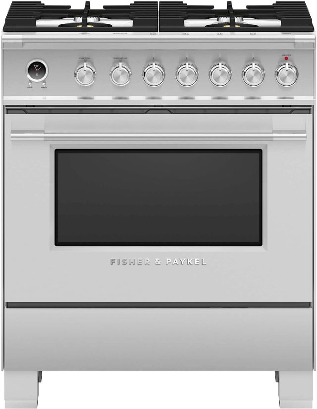 Fisher & Paykel 30" Brushed Stainless Steel Freestanding Dual Fuel Natural Gas Range-0