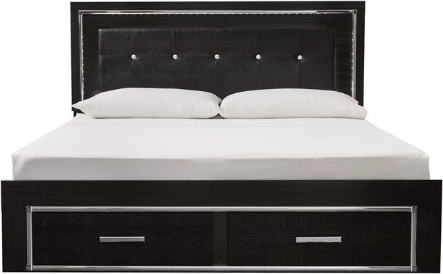 Signature Design by Ashley® Kaydell Black King Upholstered Storage Panel Bed with LED Lights-1