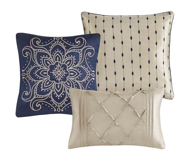 Olliix by Madison Park Tristen 7 Piece Navy California King Jacquard Comforter Set-2