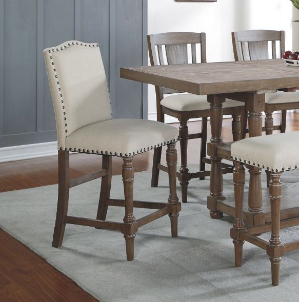 Winners Only® Xcalibur Gray/Oatmeal Upholstered Bar Stool-1