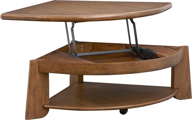 Magnussen Home® Tanner Tawny Brown Pie Shaped Lift Top Cocktail Table with Casters-1