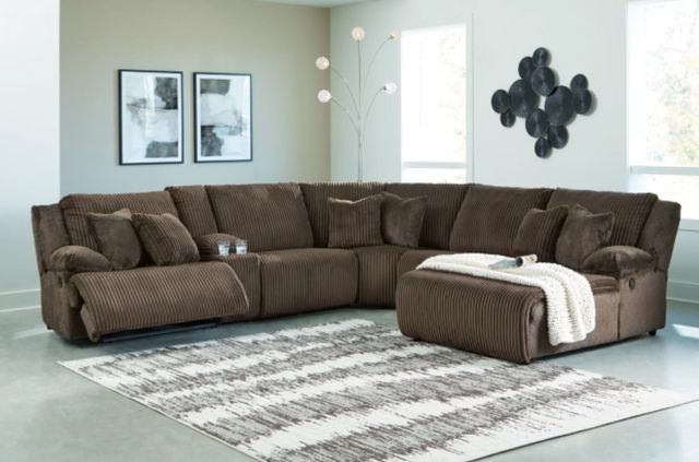 Signature Design by Ashley® Top Tier 6-Piece Chocolate Right Arm Facing Manual Reclining Sectional Sofa with Chaise-0