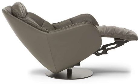 Natuzzi Editions Customizable Levante Leather Reclining Swivel Chair-1