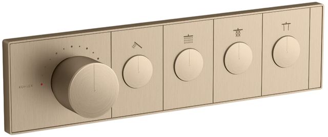 KOHLER® Anthem® Vibrant Brushed Bronze 4-Outlet Recessed Mechanical Thermostatic Valve Control-0