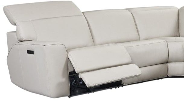 Leather Italia™ Cambria Skyway 6-Piece Light Gray Curved Power Reclining Sectional-1