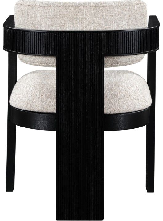 Meridian Furniture Sacha Beige/Black Linen Textured Upholstered Dining Chair-4