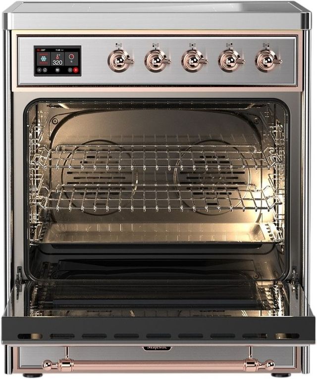 Ilve® Majestic III 30" Stainless Steel Pro Style Induction Range with Solid Door and Copper Trim-1