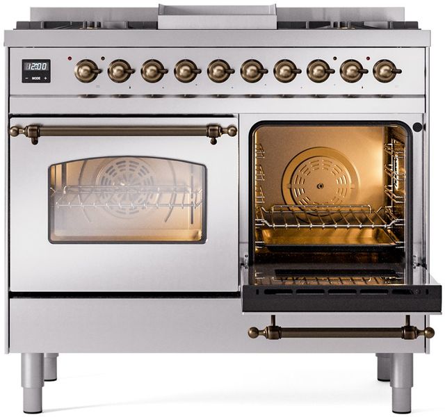 Ilve® Nostalgie II Series 40" Stainless Steel Pro Style Dual Fuel Range-3
