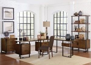 Mazin Furniture Sedley Walnut Return Desk-3