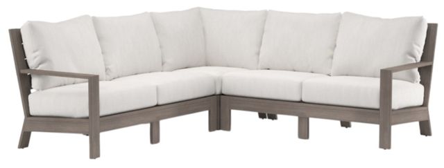 Sunset West Laguna 3-Piece Driftwood Aluminum Outdoor Sectional with Canvas Flax Cushion-0