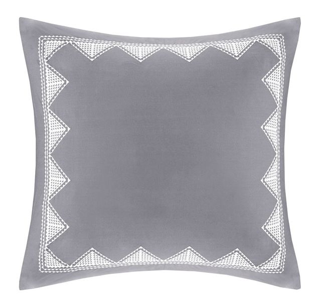 Olliix by INK+IVY Isla Gray Cotton Embroidered Euro Sham-0