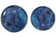 A & B Home Modern Chic 2-Piece Marbled Blue Round Tray Set-1