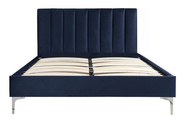 Mazin Furniture Melina Navy Blue Full Upholstered Platform Bed-3