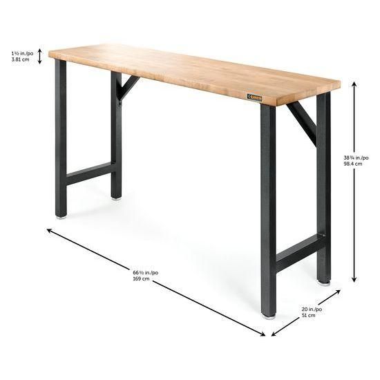 Gladiator® Workbench Hammered Granite 66.5" Wide Hardwood Modular with Black Metal Legs-3