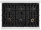 ZLINE Autograph Edition 36" Satin Stainless Steel Pro Style Dual Fuel Range with Black Matte Door and Champagne Bronze Accents-2