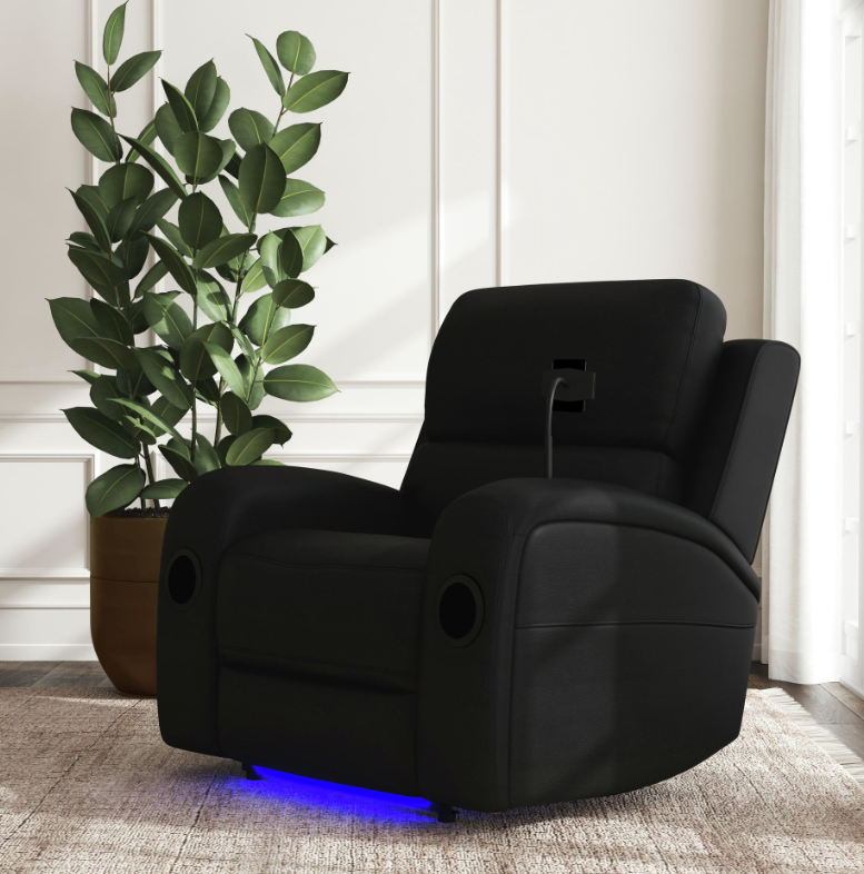 Elements International Euphora Black Power Glider Recliner - Thumbnail 3