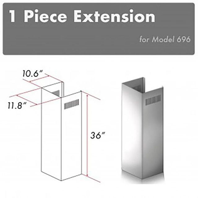 ZLINE 36" Stainless Steel Chimney Extension -3