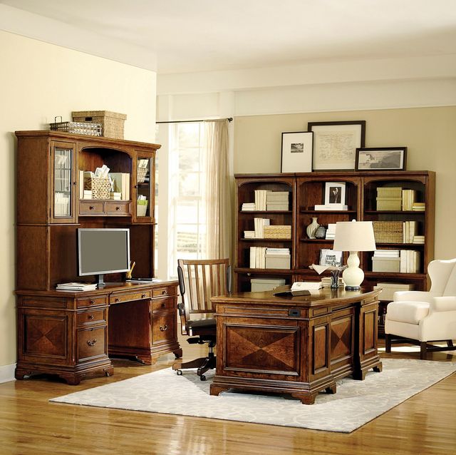 aspenhome® Hawthorne Brown Cherry 66" Curved Executive Desk-1