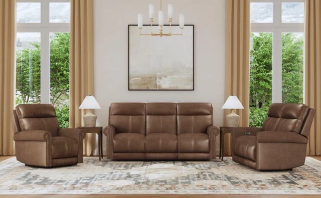 Flexsteel® Alexander Khaki Brown Power Reclining Loveseat with Power Headrest and Lumbar-2