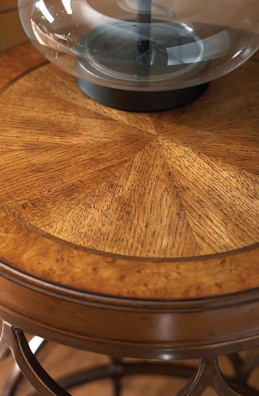 Hammary® Hidden Treasures Brown Round Lamp Table with Bronze Base-2