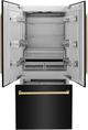 ZLINE Autograph Edition 36" 19.6 Cu. Ft. Black Stainless Steel Built-In Counter Depth French Door Refrigerator with Polished Gold Accent and Bright White Interior-1