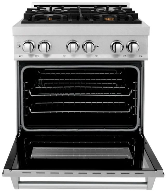 ZLINE Legacy 30" Satin Stainless Steel Pro Style Dual Fuel Range with Gas Cooktop, Electric Convection Oven and 4 Brass Burners-1
