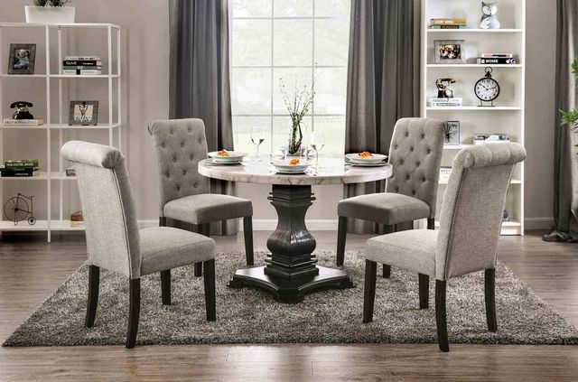 Furniture of America® Elfredo 5-Piece Antique Black/Light Gray/White Round Dining Table Set-1