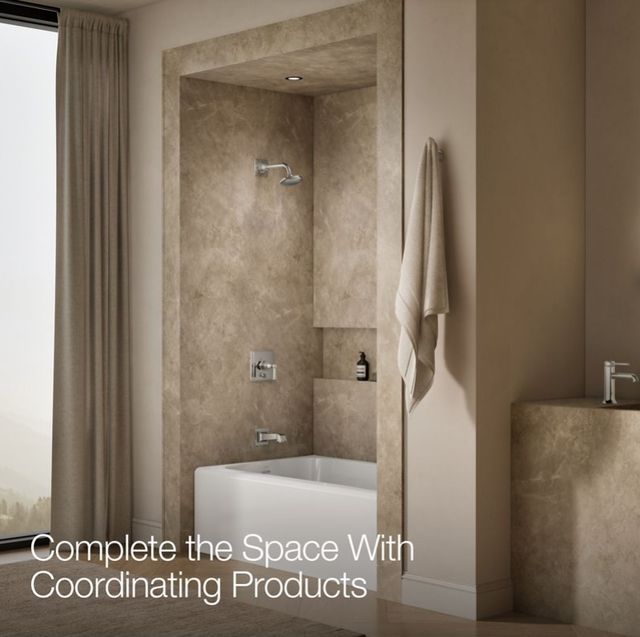KOHLER® Pinstripe® Pure Rite-Temp® Vibrant Polished Nickel Bath and Shower Trim Kit with Push-Button Diverter and Lever Handle-3