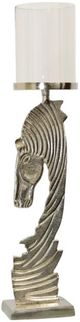 Stylecraft Nickle Plated Horse Statue Candle Holder with Glass-0