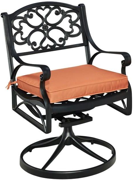 homestyles® Sanibel Black Outdoor Swivel Rocking Chair-0