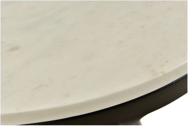 Moe's Home Collection Haley White Marble Round Side Table with Black Iron Base-3