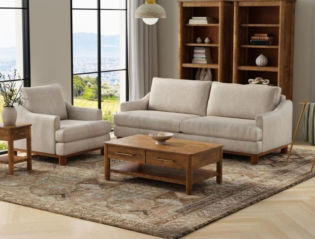 International Furniture Direct Olimpia Ivory Upholstered Sofa-1