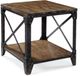 Magnussen Home® Pinebrook Distressed Natural Pine Rectangular End Table with Black Metal Frame-0