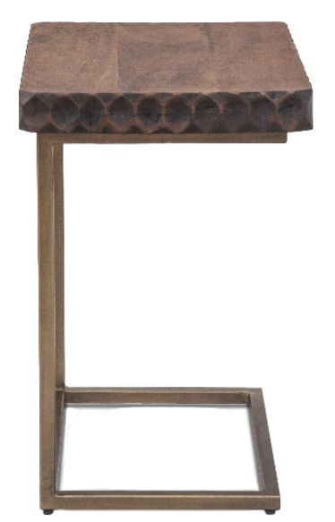 Home Trends & Design Santa Cruz Brown Side Table with Antique Bronze Base-2