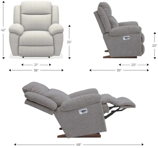 La-Z-Boy® Joel Pewter Power Rocking Recliner with Headrest and Lumbar-2