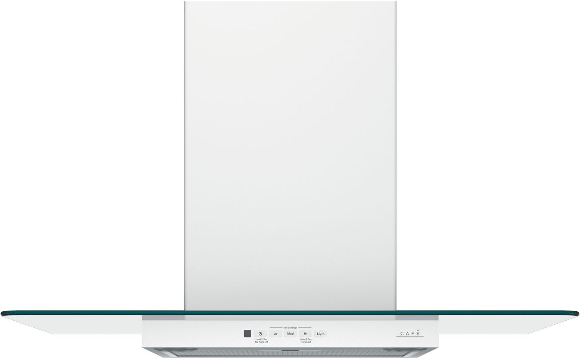 Café™ 30" Matte White Wall Mount Glass Canopy Chimney Hood