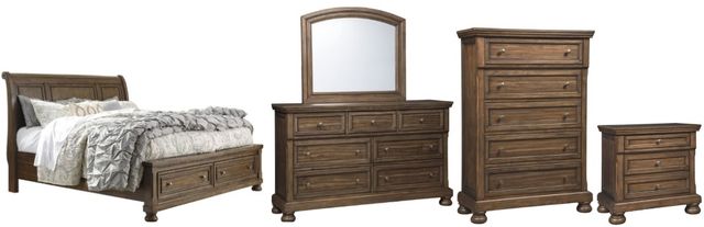 Signature Design by Ashley® Flynnter 5-Piece Medium Brown King Panel Bed Set-0