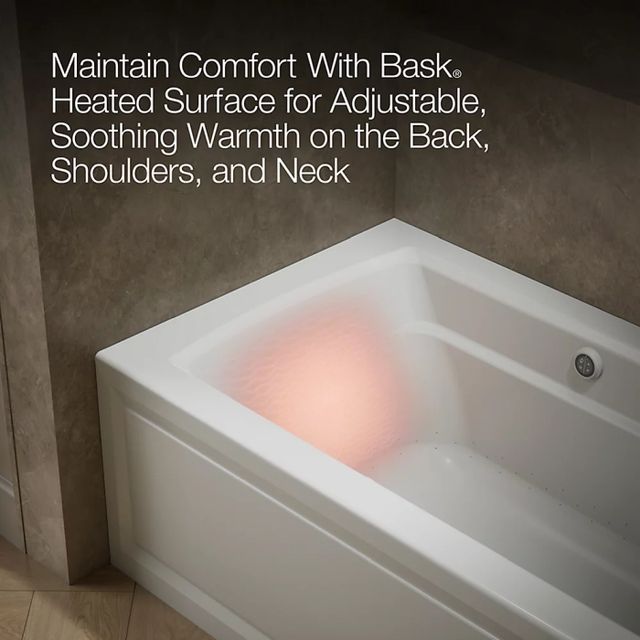 KOHLER® Archer® Ice Grey 60" x 32" Alcove Heated BubbleMassage™ Air Bath with Bask® Heated Surface-4
