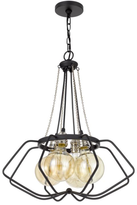 Cal® Lighting & Accessories Ladue Black/Chrome Chandelier-0
