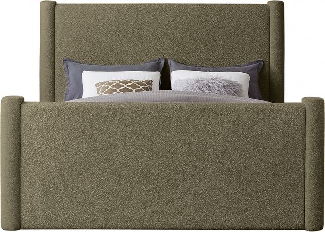 Meridian Furniture Elias Olive Queen Boucle Fabric Upholstered Panel Bed-2