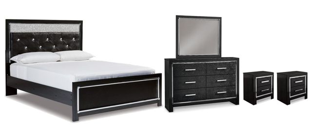 Signature Design by Ashley® Kaydell 5-Piece Black Queen Upholstered Panel Bedroom Set-0