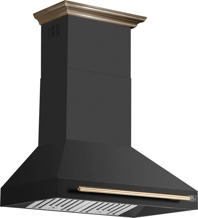 FORNO® Aria Series Alta Qualita 36" Black Wall Mounted Range Hood  -2