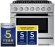 Hauslane HausPro Range 36" Stainless Steel Pro-Style Gas Range with Stainless Steel Knobs-1