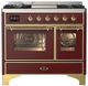 Ilve® Majestic III 40" Burgundy Pro Style Dual Fuel Natural Gas Range with Triple Glass Door and Brass Trim-0