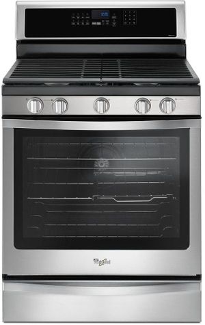front view of the Whirlpool® 30" Fingerprint Resistant Stainless Steel Freestanding Gas Range